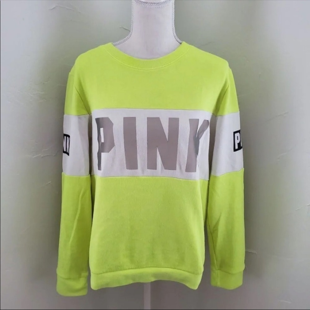 PINK Reflective crewneck- neon yellow